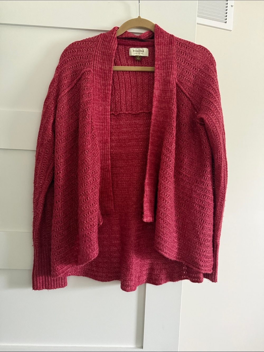 Sonoma Raspberry Open-Front Knit Cardigan